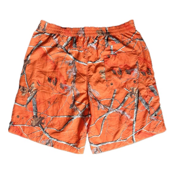 Cabela’s Realtree cargo hybrid swim/board shorts, orange woodland camouflage 2XL - Picture 3 of 4